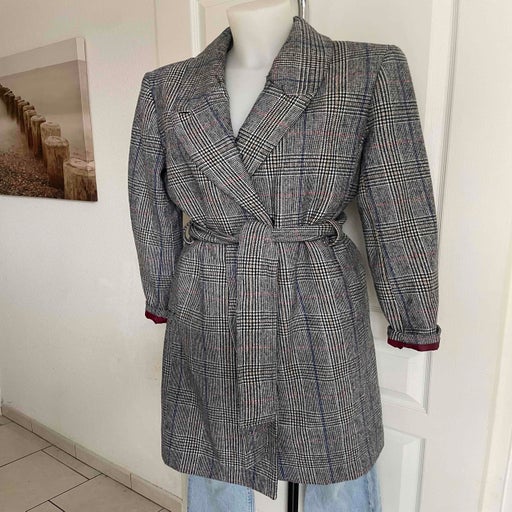 Checked trench coat
