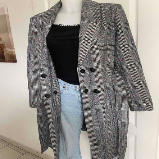 Checked trench coat