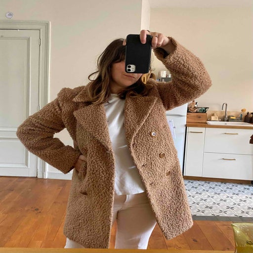 Manteau en laine boucl e pour femme Imparfaite