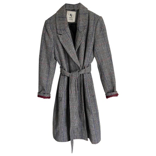 Checked trench coat