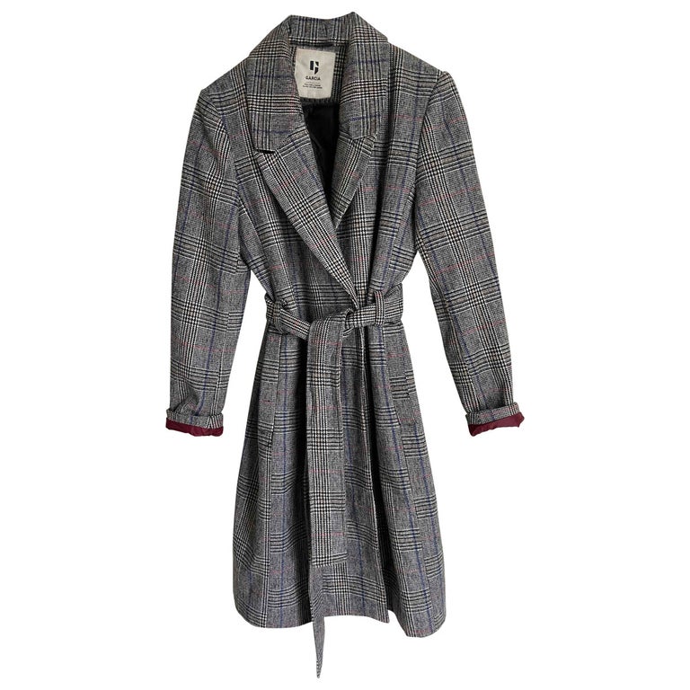 Checked trench coat