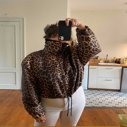 80's leopard down jacket