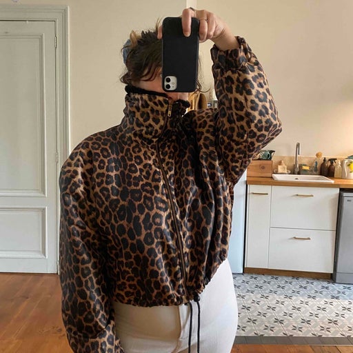 80's leopard down jacket