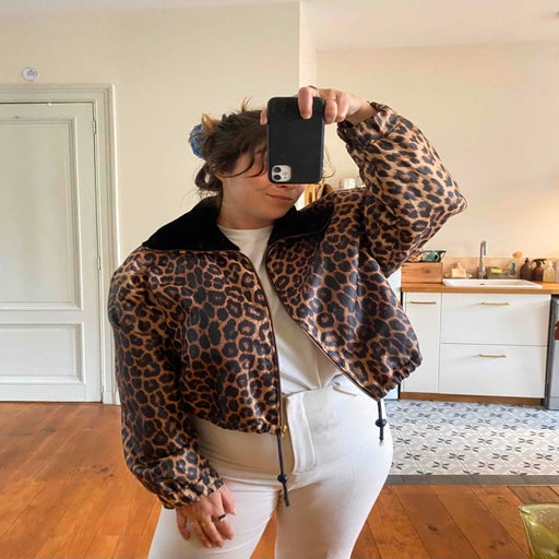 80's leopard down jacket