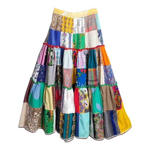 Long patchwork skirt.