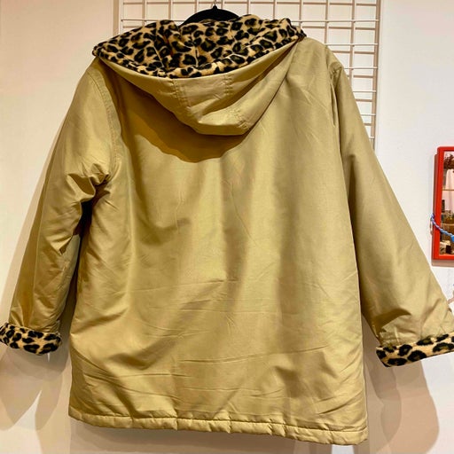 Beige and leopard parka