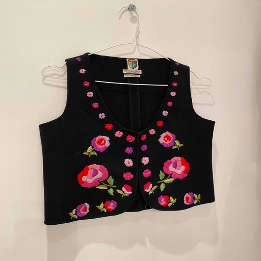 Embroidered wool vest