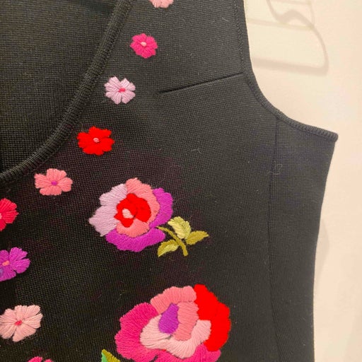 Embroidered wool vest