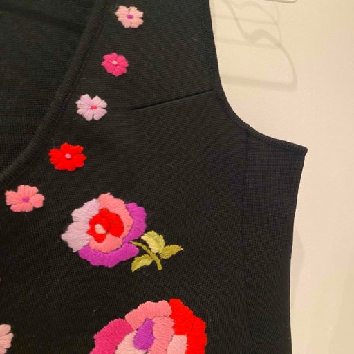 Embroidered wool vest