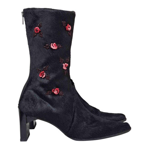 Bottes mi-mollet brodée