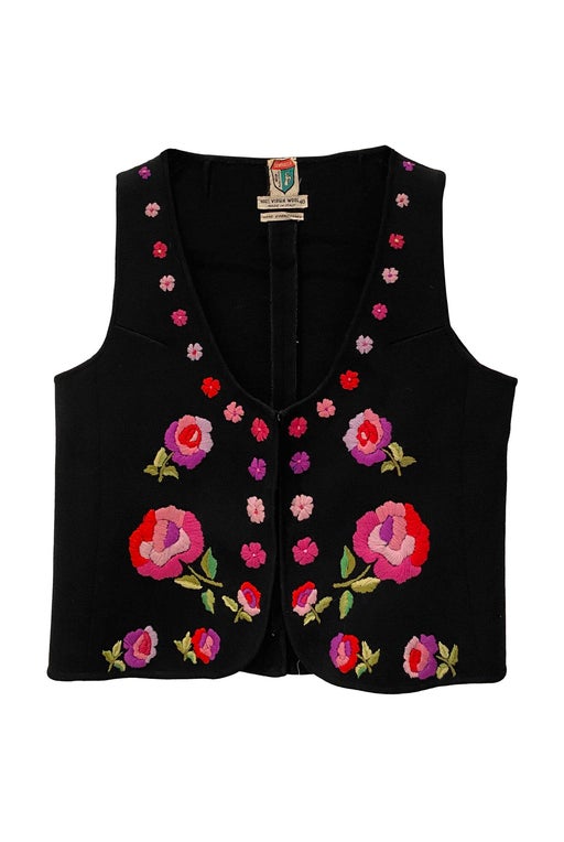 Embroidered wool vest