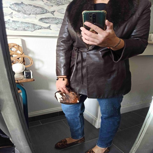 Leather safari jacket