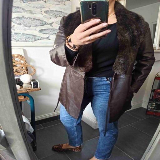 Leather safari jacket