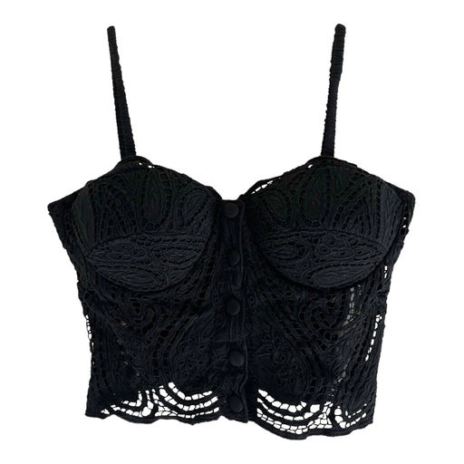 Black lace crop top