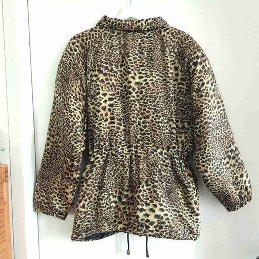 Leopard silk down jacket