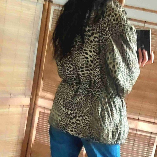 Leopard silk down jacket