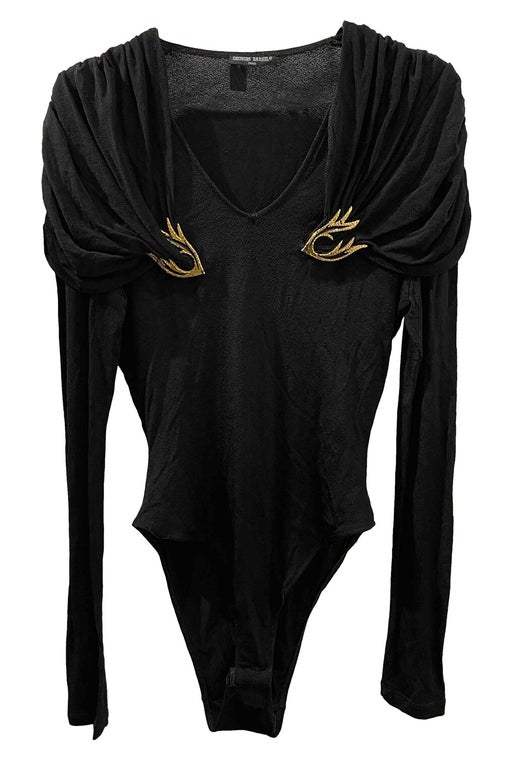 80s black bodysuit by designer Georges Barel.