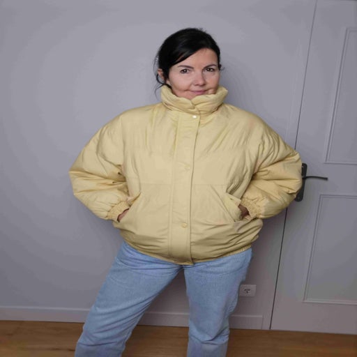 Yellow down jacket