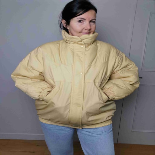 Yellow down jacket