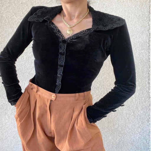 Black velvet bodysuit
