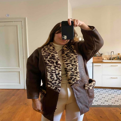 Leopard shearling