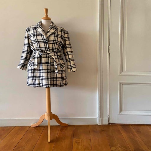 Checked wool coat