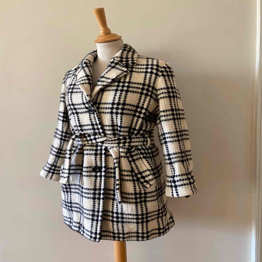 Checked wool coat