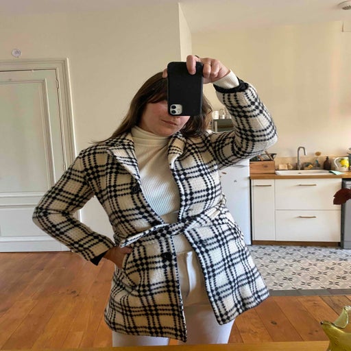 Checked wool coat