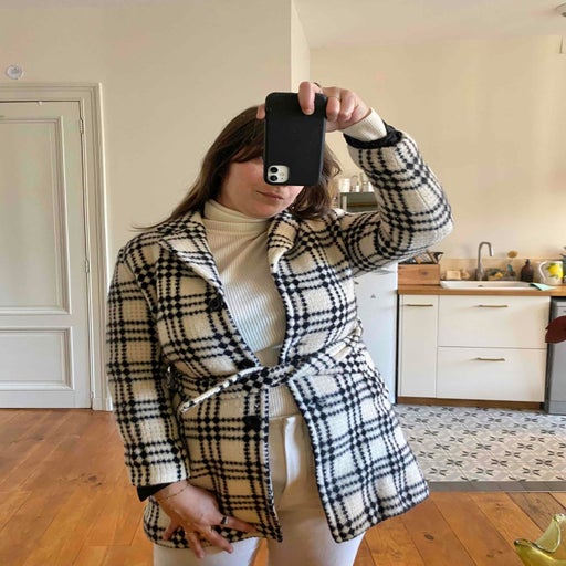 Checked wool coat