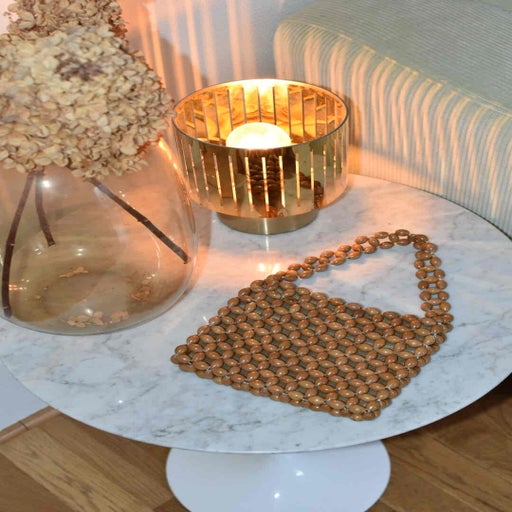 Mini wooden bead bag