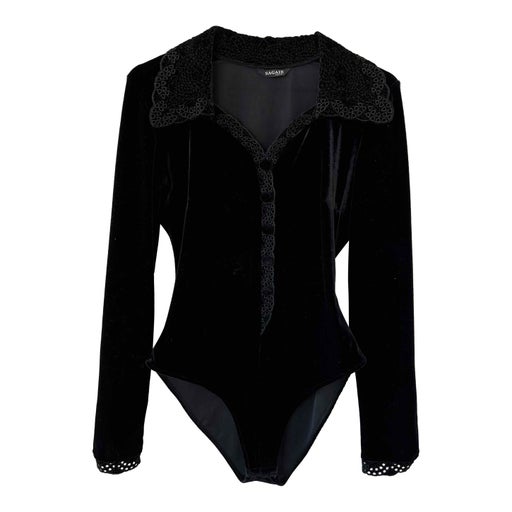 Black velvet bodysuit