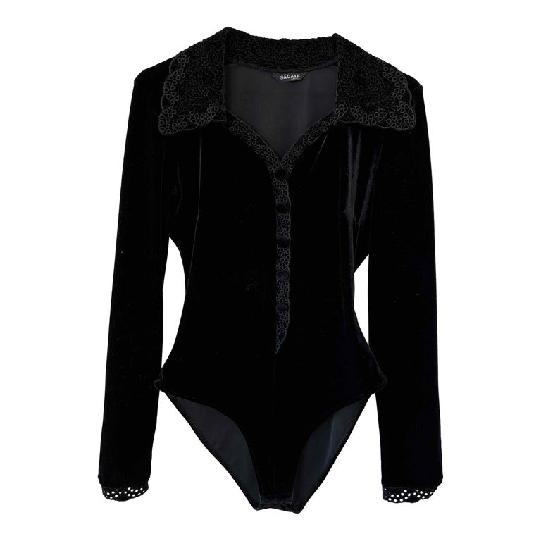 Black velvet bodysuit