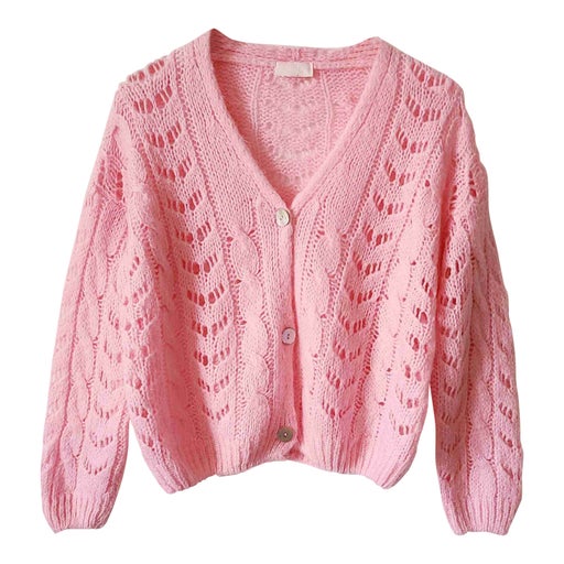 Cardigan ajouré rose