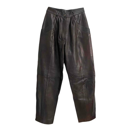 Leather pleated pants
