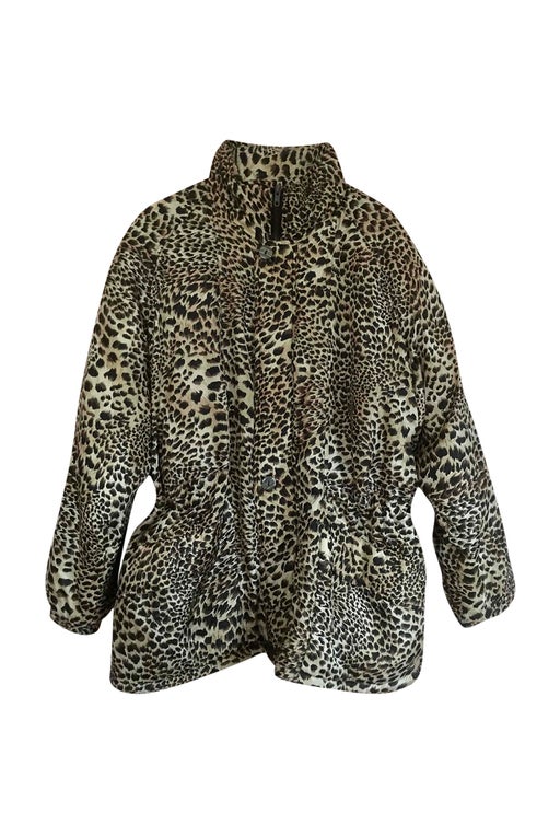 Leopard silk down jacket