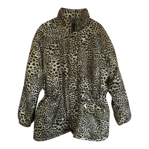 Leopard silk down jacket
