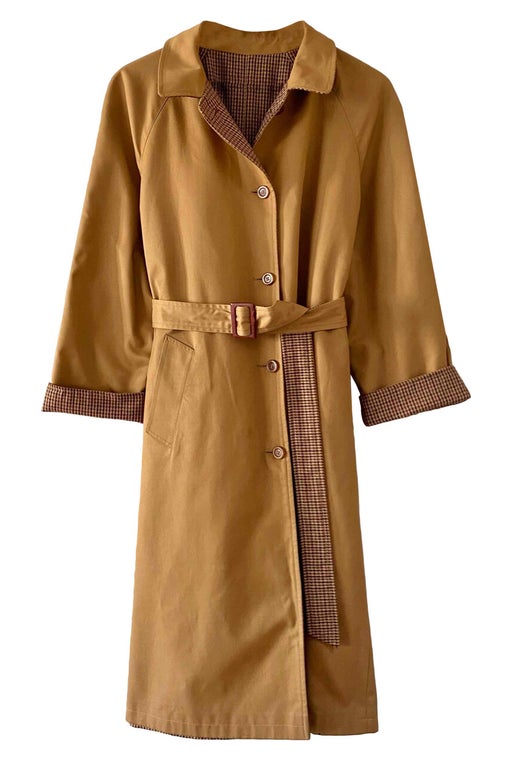 Reversible wool trench coat