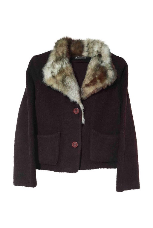 Fur collar cardigan