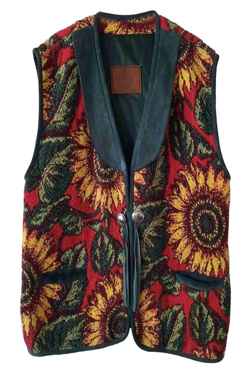 Leather and wool vest