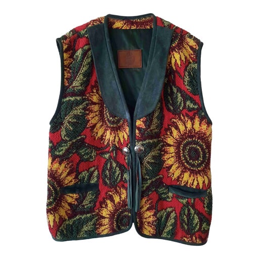 Leather and wool vest