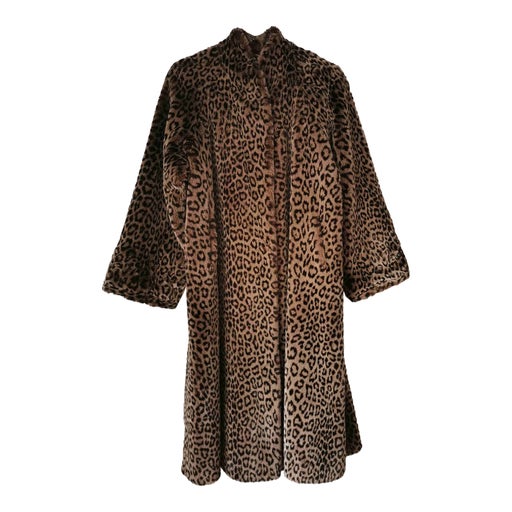 Leopard faux fur coat