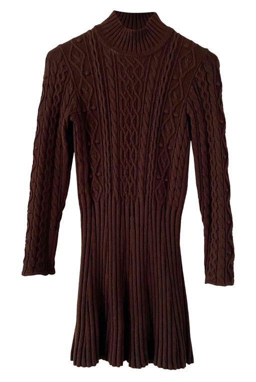 Cable-knit wool dress