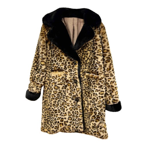 Leopard faux fur coat