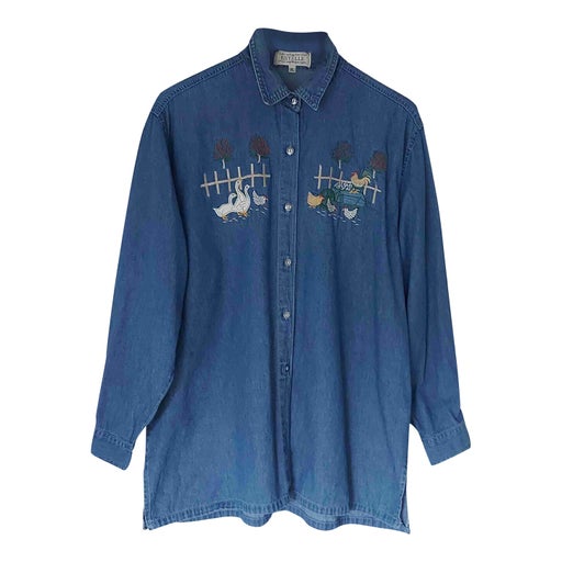 Embroidered denim shirt