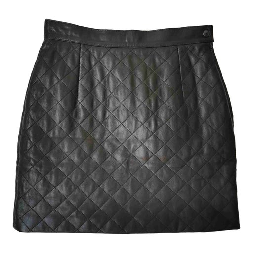 Quilted leather mini skirt