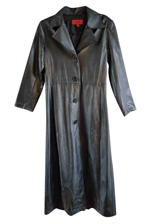 Faux leather trench coat