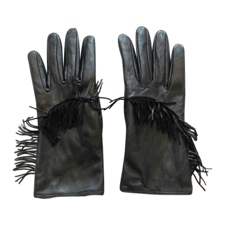 Fringed leather gloves