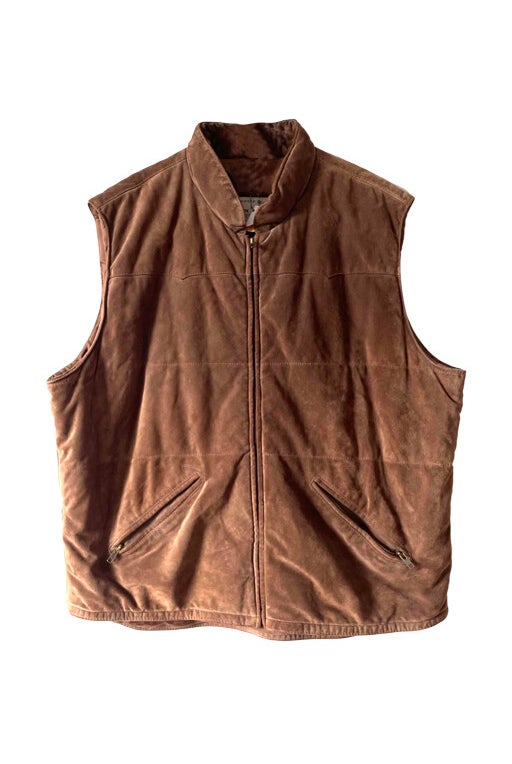 Sleeveless suede down jacket