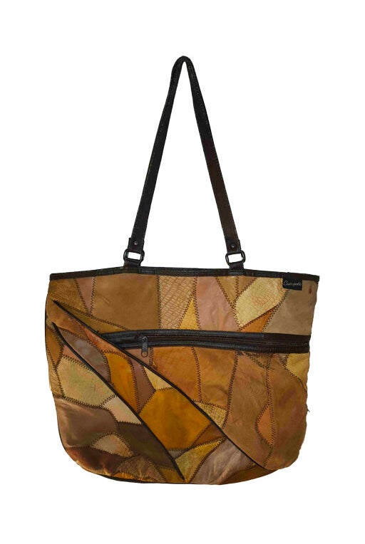 Leather patchwork tote bag