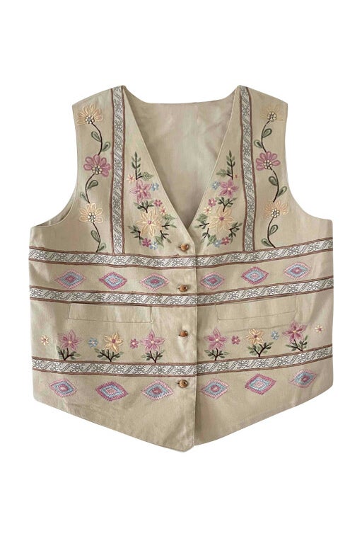 Embroidered cotton vest 